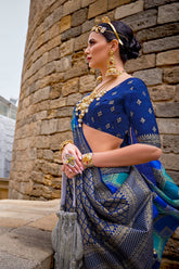 Blue shaded leheriya silk saree with aqua finish weaving saree | Silk Saree | Shaded leheriya style Saree